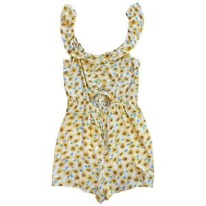 Sunflower Print Romper, Derek Heart, Shorts Size Medium,  Ruffle Straps